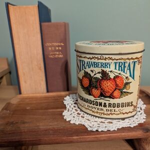Vintage Strawberry Treat Tin Richardson And Robbins